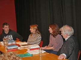 Kritikerrunde am 13.03.2019 in Aachen mit Pascale Hugues (Liberation, Der Tagesspiegel) und Martin Zingg (Neue Züricher Zeitung). Moderation: Andrea Zuleger (Aachener Zeitung/Aachener Nachrichten). Foto: © Johannes Weber.