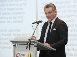 Uitreiking van de Euregio literatuurprijs voor scholieren aan Hugo Horiot (16 mei 2019,  Ballsaal im Alten Kurhaus, Aken). Foto: © Heike Lachmann.