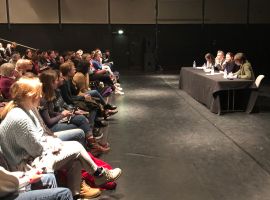 Drietalige auteurslezing met Husch Josten en Hugo Horiot (15.01.2019, Ludwigforum Aachen). Vertaling: Christiane Berton Heinen und Frans Bemelmans.